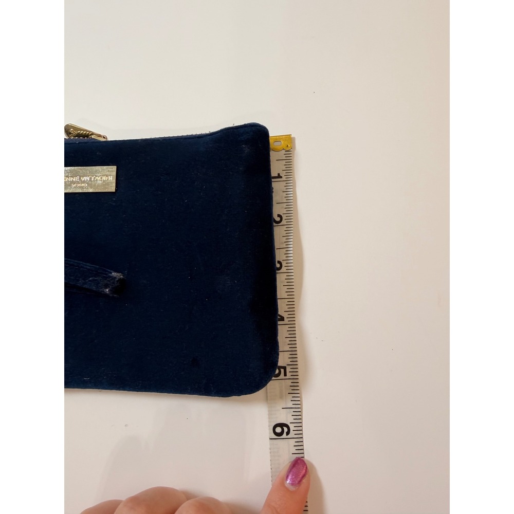 Adrienne Vittadini Wristlet Women OS Navy Blue Excellent Velvet Floral Lining - Picture 5 of 7